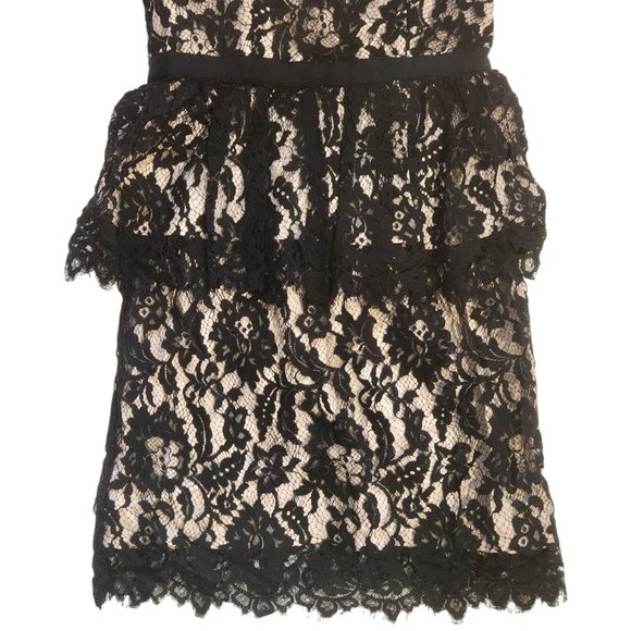 Milly of NY Black Lace Peplum Dress Fully Lined Women's Sz 4 New w/Neiman's Tag - Picture 6 of 11